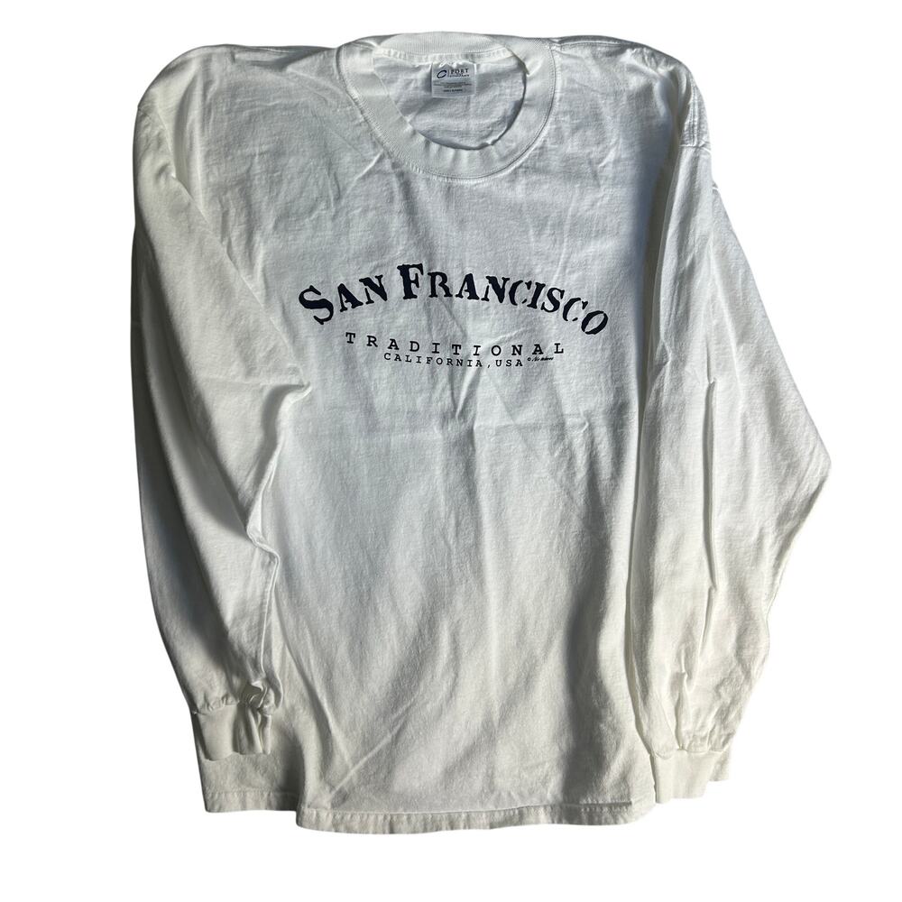 San Francisco Traditional Long Sleeve T-Shirt Mens Size XL White
